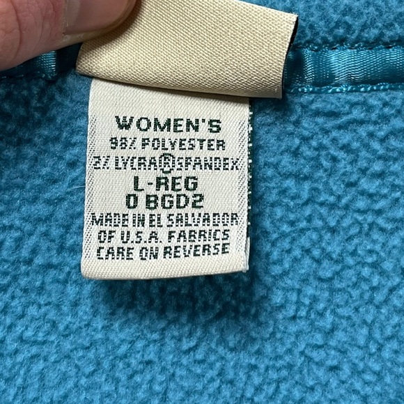 LL Bean Turquoise Blue Fleece Zip Up Layering Vest L - Picture 4 of 5